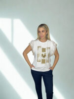 ΜΠΛΟΥΖΑ GOLDIE ONE SIZE ΜΕ ΔΙΑΚΟΣΜΗΤΙΚΟ PRINT & ΔΑΝΤΕΛΕΝΙΑ ΜΑΝΙΚΙΑ ΣΕ ΛΕΥΚΟ - Image 2