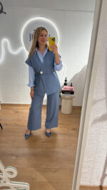 ΣΕΤ ΣΑΚΑΚΙ /ΠΑΝΤΕΛΟΝΙ  OLYMBIC 454654 ΜΕ ΧΡΥΣΟ ΚΟΥΜΠΙ ΣΕ ΜΠΛΕ/ΤΖΗΝ - Image 3