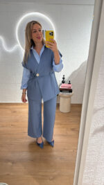 ΣΕΤ ΣΑΚΑΚΙ /ΠΑΝΤΕΛΟΝΙ  OLYMBIC 454654 ΜΕ ΧΡΥΣΟ ΚΟΥΜΠΙ ΣΕ ΜΠΛΕ/ΤΖΗΝ - Image 5