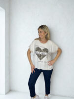 ΜΠΛΟΥΖΑ ΜΕ ΚΟΝΤΑ ΜΑΝΙΚΙΑ KARLA 342544 ΜΕ ΚΑΡΔΙΑ ΣΕ ΜΠΕΖ - Image 2