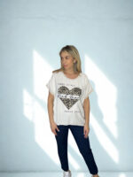 ΜΠΛΟΥΖΑ ΜΕ ΚΟΝΤΑ ΜΑΝΙΚΙΑ KARLA 342544 ΜΕ ΚΑΡΔΙΑ ΣΕ ΜΠΕΖ