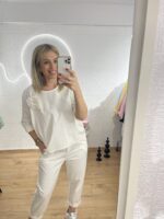 Σετ μπλούζα -παντελόνι RALLOU 86778 με μπουτονιέρα σε Λευκό - Image 7