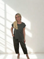 SET MILANO ONE SIZE ΠΑΝΤΕΛΟΝΙ ΜΠΛΟΥΖΑ  ΜΕ ΔΙΑΚΟΣΜΗΤΙΚΑ ΚΟΥΜΠΙΑ ΣΕ ΧΑΚΙ - Image 5