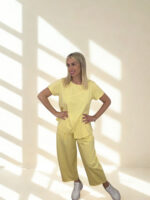 SET ITALIAN PONCHO ONE SIZE ΜΠΛΟΥΖΑ ΠΑΝΤΕΛΟΝΙ ΣΕ ΚΙΤΡΙΝΟ - Image 2