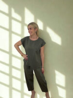 SET MILANO ONE SIZE ΠΑΝΤΕΛΟΝΙ ΜΠΛΟΥΖΑ  ΜΕ ΔΙΑΚΟΣΜΗΤΙΚΑ ΚΟΥΜΠΙΑ ΣΕ ΧΑΚΙ - Image 6