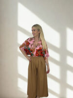 ΠΟΥΚΑΜΙΣΟ ALESSIA ONE SIZE  ΜΕ  FLORAL PRINT ΣΕ ΡΟΖ ΚΑΜΕΛ ΚΟΚΚΙΝΟ - Image 6