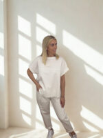 ΣΕΤ SUNNY COMFORT ΟΝΕ ΣΙΖΕ ΜΠΛΟΥΖΑ ΠΑΝΤΕΛΟΝΙ ΜΕ ΛΑΣΤΙΧΟ ΣΤΗ ΜΕΣΗ ΚΑΙ ΖΩΝΗ ΣΕ ΛΕΥΚΟ - Image 5