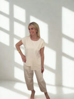 SET MILANO ONE SIZE ΠΑΝΤΕΛΟΝΙ ΜΠΛΟΥΖΑ  ΜΕ ΔΙΑΚΟΣΜΗΤΙΚΑ ΚΟΥΜΠΙΑ ΣΕ ΜΠΕΖ