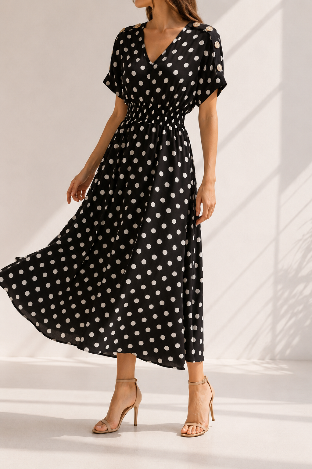 0FA0EF67-FAB6-49EF-A8BA-16A39DE9F7C7 ΦΟΡΕΜΑ POLKA GRACE DRESS ONE SIZE ΣΕ ΜΑΥΡΟ - Image 1