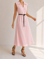 ΦΟΡΕΜΑ VERONA TAILORED DRESS ONE SIZE ΜΕ ΚΟΥΜΠΙΑ ΚΑΙ ΖΩΝΗ ΣΕ ΡΟΖ