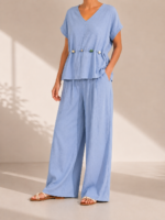 SET SERENITY ONE SIZE ΠΑΝΤΕΛΟΝΙ ΜΕ ΛΑΣΤΙΧΟ ΣΤΗ ΜΕΣΗ ΚΑΙ ΜΠΛΟΥΖΑ ΜΕ ΔΙΑΚΟΣΜΗΤΙΚΑ ΣΤΟΙΧΕΙΑ ΣΕ ΣΙΕΛ - Image 3