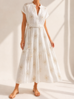 ΦΟΡΕΜΑ IVORY GRACE DRESS ONE SIZE ΣΕ ΛΕΥΚΟ ΜΠΕΖ ΜΕ ΖΩΝΑΚΙ - Image 2