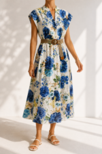 ΦΟΡΕΜΑ BLUE GARDEN ONE SIZE ΣΕ ΦΛΟΡΑΛ ΛΕΥΚΟ ΜΠΛΕ ΜΕ ΖΩΝΗ