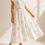 ΦΟΡΕΜΑ IVORY GRACE DRESS ONE SIZE ΣΕ ΛΕΥΚΟ ΜΠΕΖ ΜΕ ΖΩΝΑΚΙ