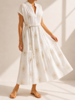 ΦΟΡΕΜΑ IVORY GRACE DRESS ONE SIZE ΣΕ ΛΕΥΚΟ ΜΠΕΖ ΜΕ ΖΩΝΑΚΙ