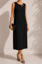 ΦΟΡΕΜΑ SELENE BELTED MIDI ONE SIZE ΜΕ ΖΩΝΗ ΣΕ ΜΑΥΡΟ - Image 4